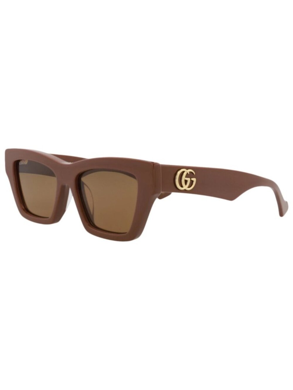 New Gucci Women's Sunglasses Cat Eye Recycled Acetate Frame Brown Brown Brown